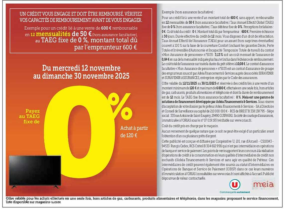 Payez au TAEG fixe de 0%