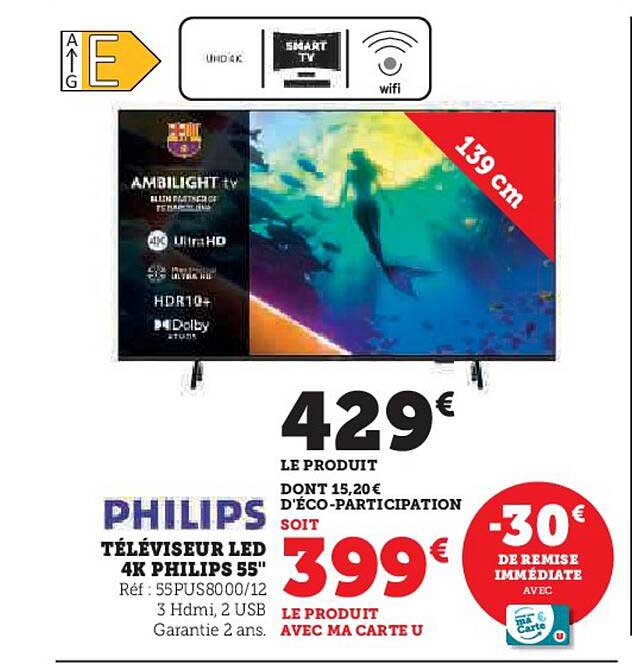PHILIPS TÉLÉVISEUR LED 4K PHILIPS 55"