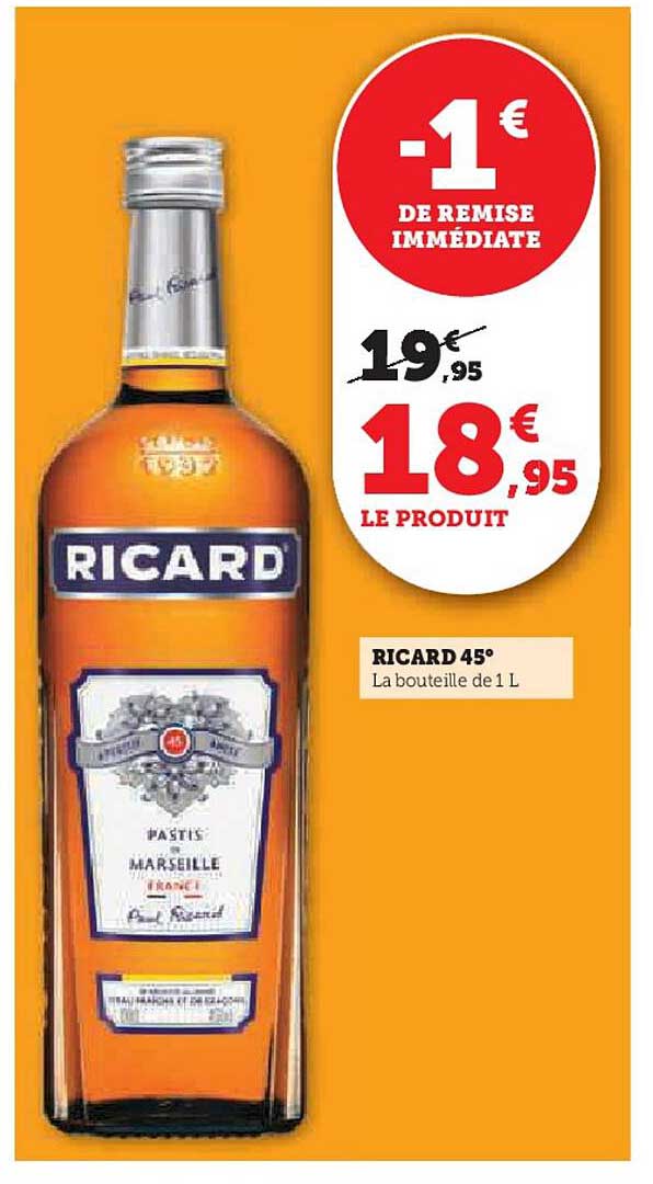 RICARD 45° La bouteille de 1 L