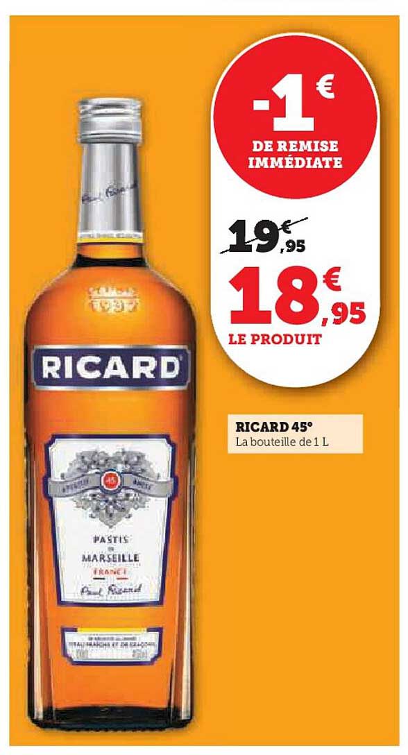 RICARD 45° La bouteille de 1 L