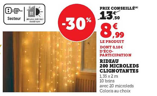 RIDEAU 200 MICROLEDS CLIGNOTANTES