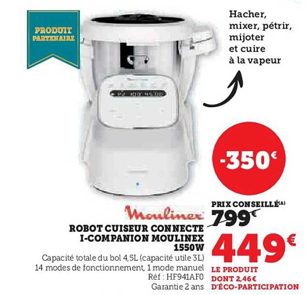 ROBOT CUISER CONNECTE I-COMPANION MOULINEX 1550W