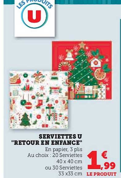 SERVIETTES U "RETOUR EN ENFANCE"