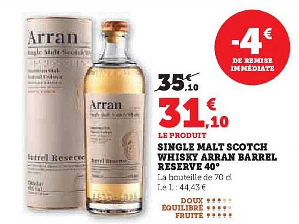 SINGLE MALT SCOTCH WHISKY ARRAN BARREL RESERVE 40°