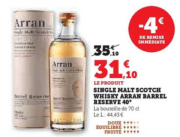 SINGLE MALT SCOTCH WHISKY ARRAN BARREL RESERVE 40°