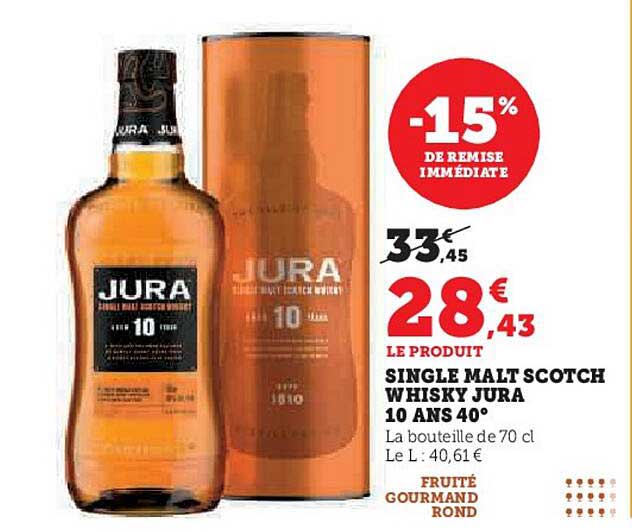 SINGLE MALT SCOTCH WHISKY JURA 10 ANS 40°