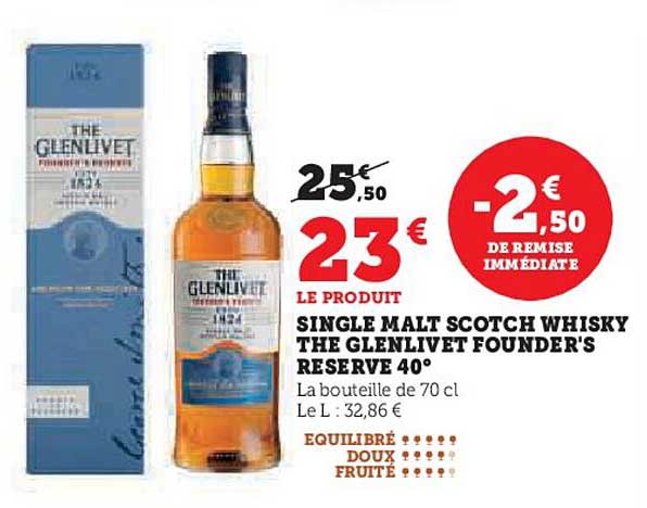 SINGLE MALT SCOTCH WHISKY THE GLENLIVET FOUNDER'S RESERVE 40°
