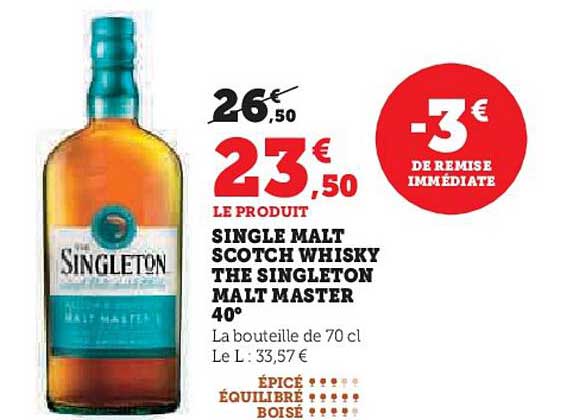 SINGLE MALT SCOTCH WHISKY THE SINGLETON MALT MASTER 40°