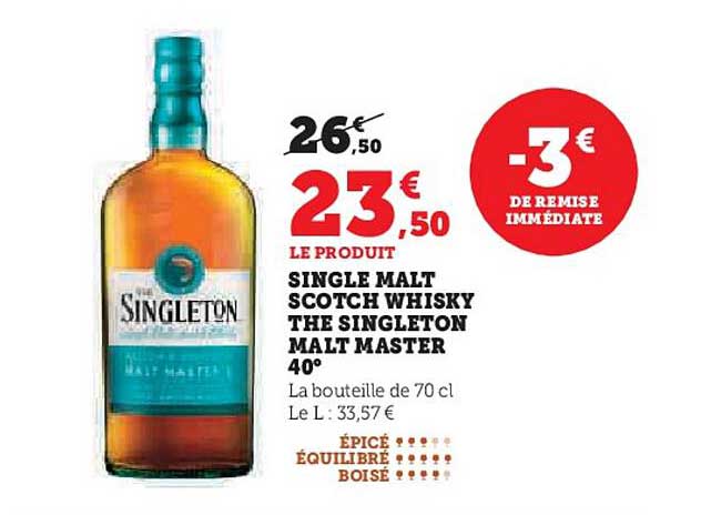 SINGLE MALT SCOTCH WHISKY THE SINGLETON MALT MASTER 40°