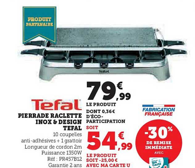 Tefal Pierrade Raclette Inox & Design
