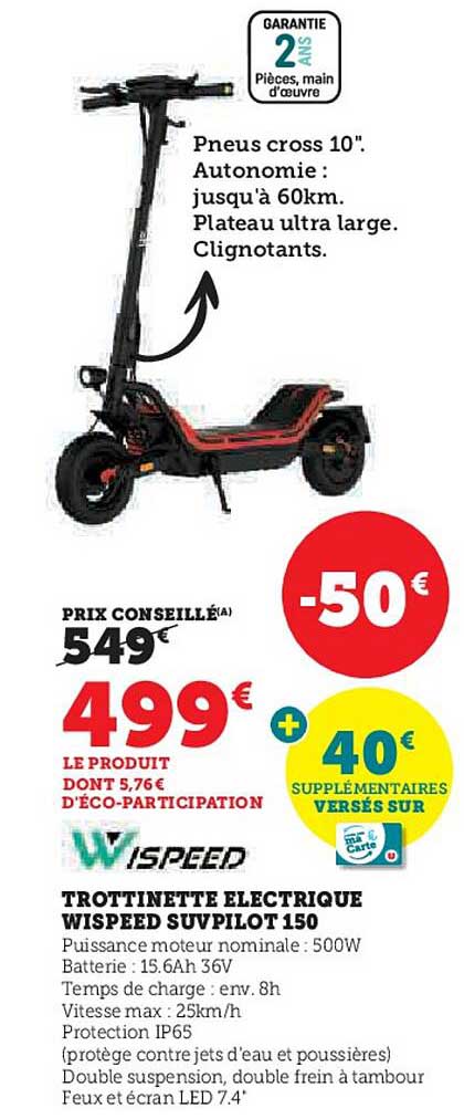 TROTINETTE ÉLECTRIQUE WISPEED SUPPILOT 150