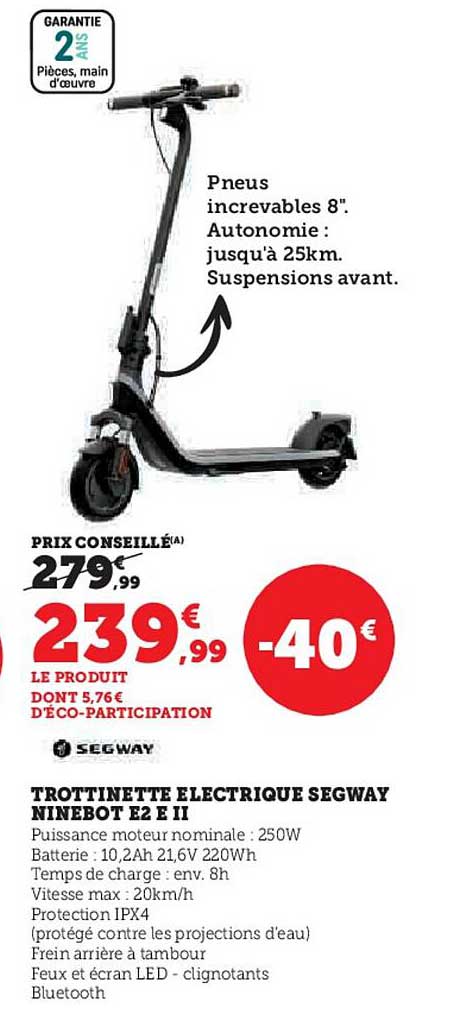 TROTTINETTE ELECTRIQUE SEGWAY NINEBOT E2 I I