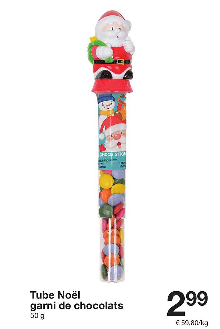 Tube Noël garni de chocolats