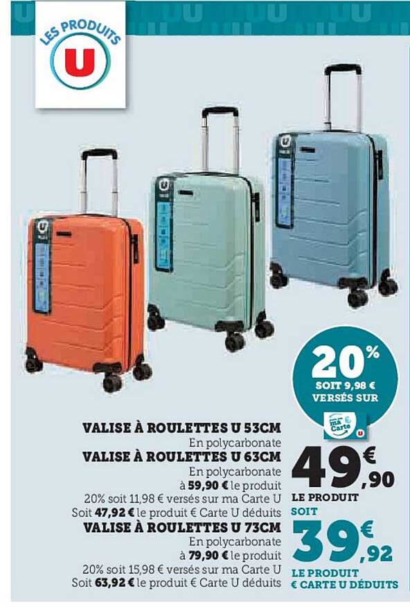 Valise à roulettes U 53CM, 63CM, 73CM