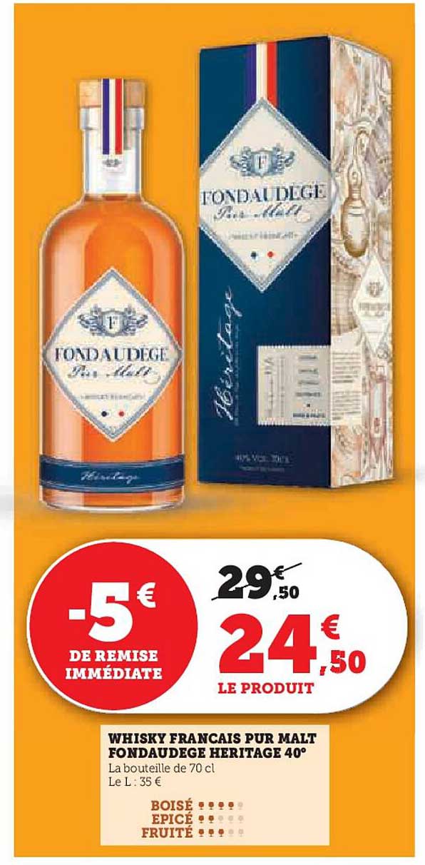 WHISKY FRANCAIS PUR MALT FONDAUDEGE HERITAGE 40°