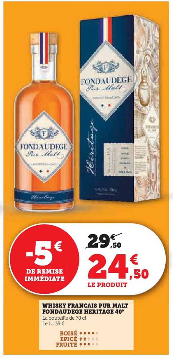 WHISKY FRANCAIS PUR MALT FONDAUDEGE HERITAGE 40°
