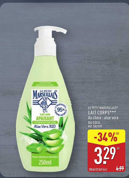 Promo Le Petit Marseillais Lait Corps*** Au Choix : Aloe Vera Ou Coco.  chez ALDI - 123Catalogue.fr