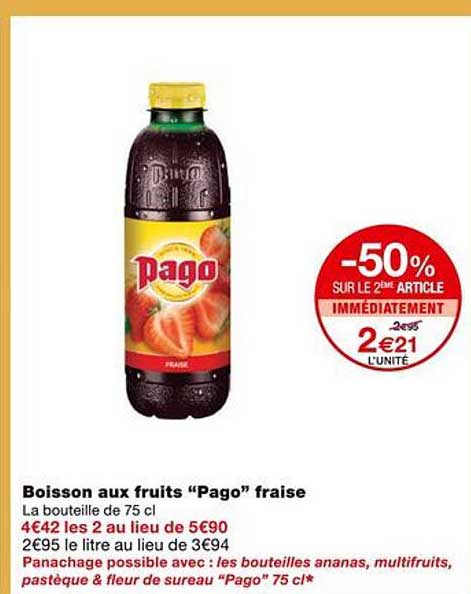 Boisson aux fruits "Pago" fraise