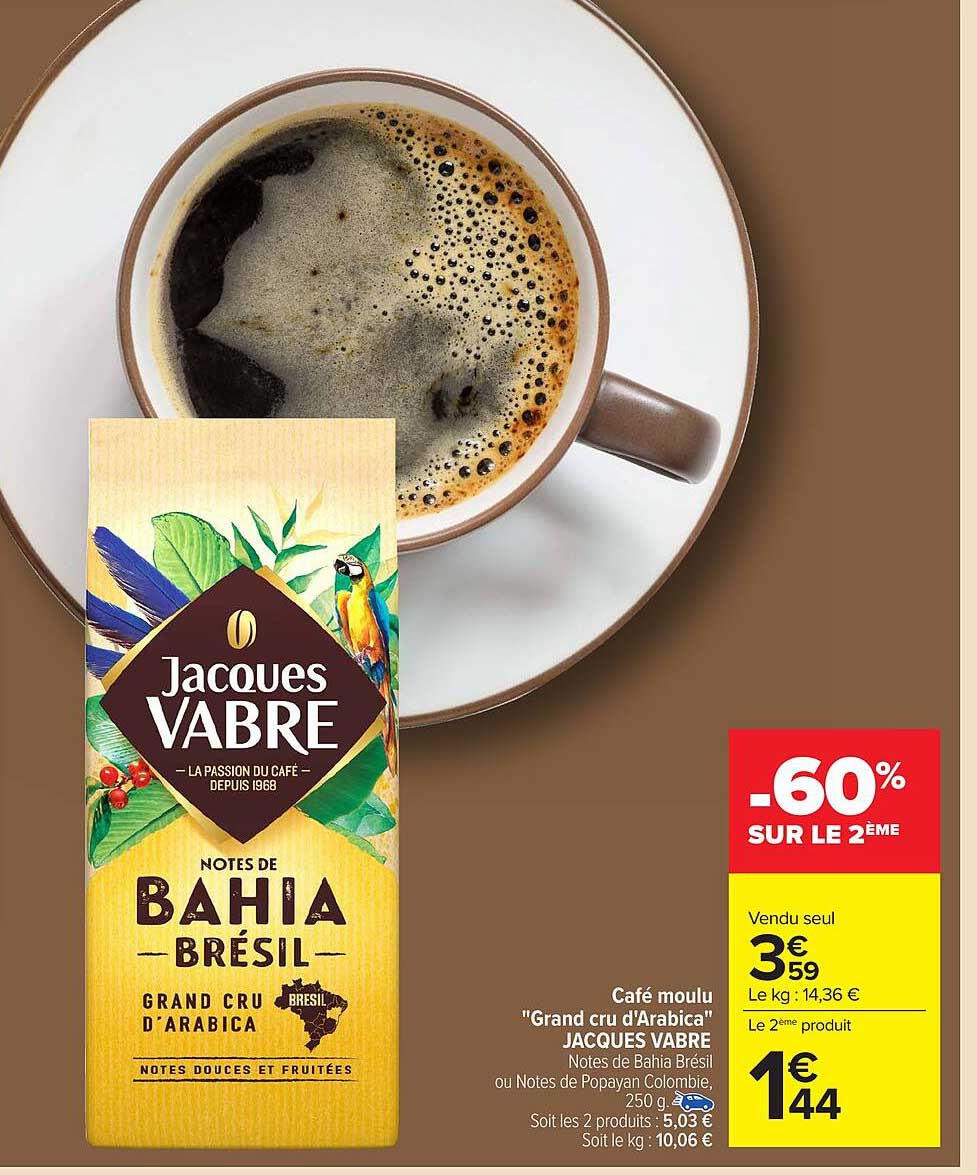 Café moulu "Grand cru d'Arabica" JACQUES VABRE