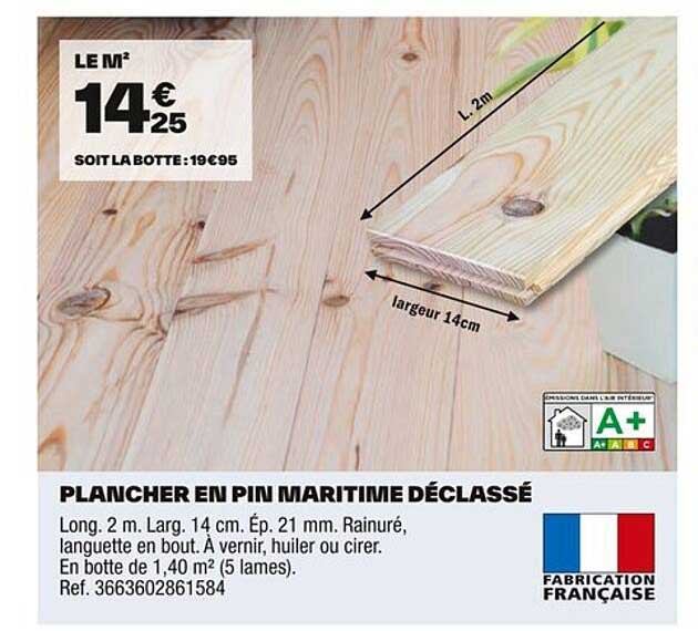 PLANCHER EN PIN MARITIME DÉCLASSÉ