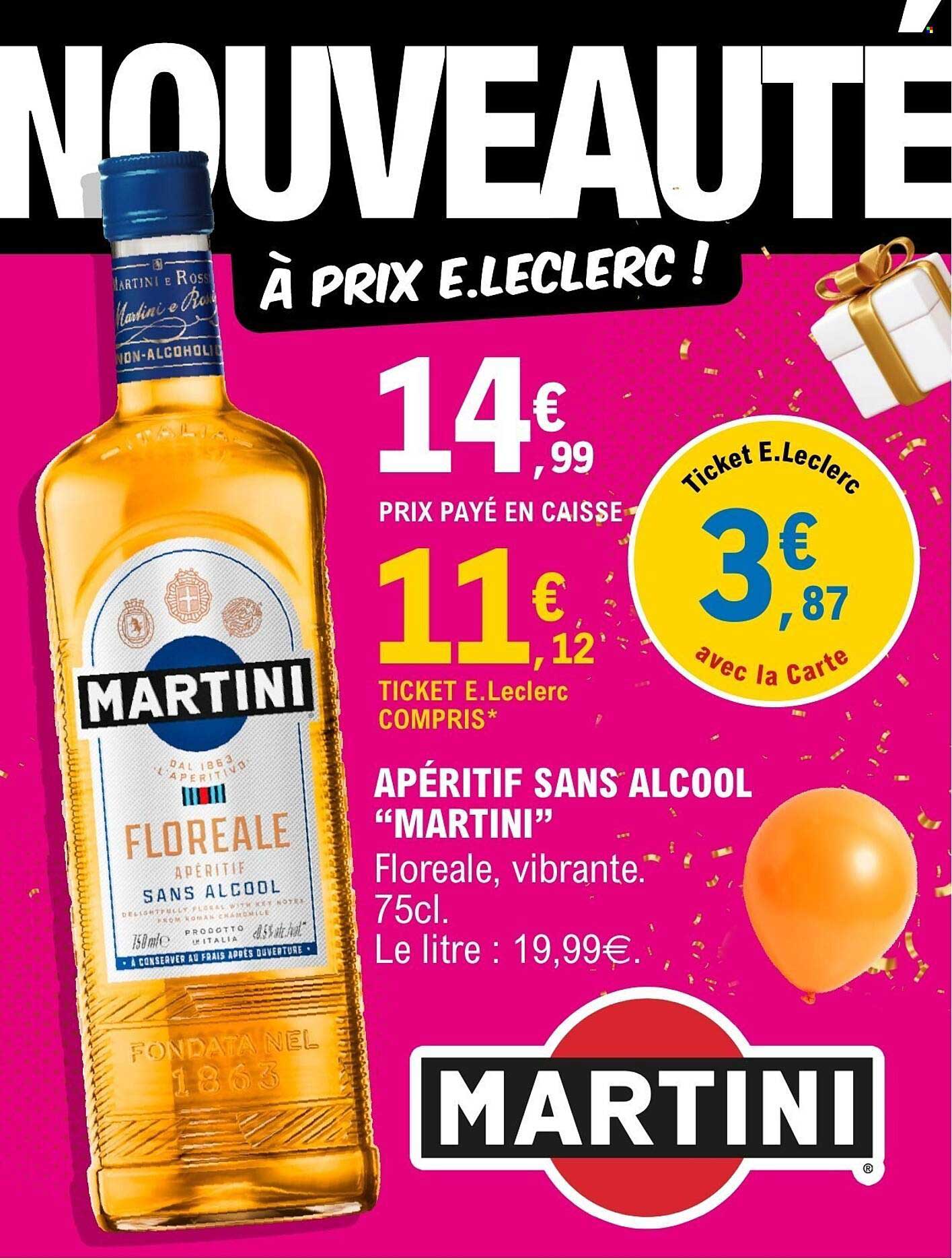 NOUVEAUTÉ À PRIX E.LECLERC ! APÉRITIF SANS ALCOOL "MARTINI"