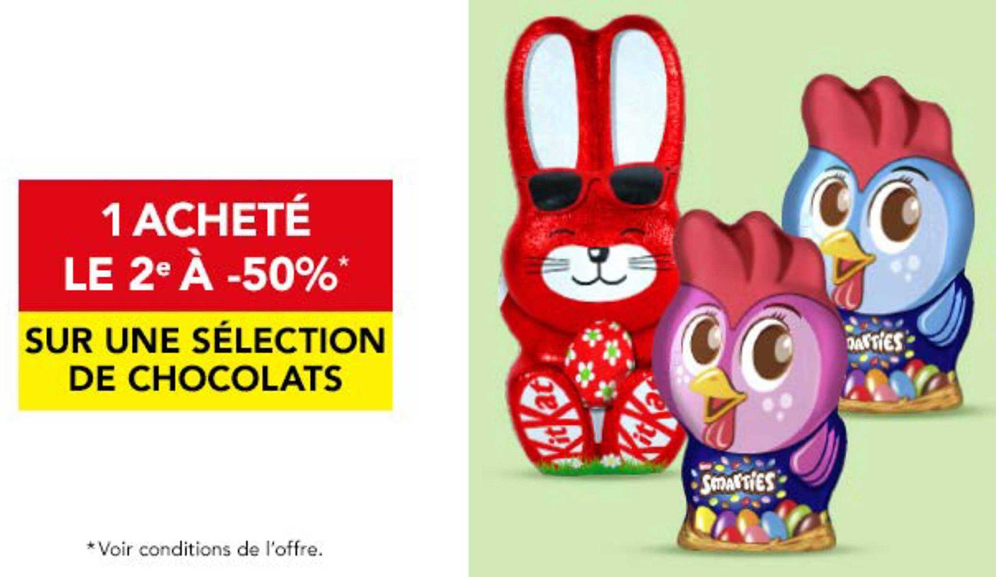 1 ACHETÉ LE 2e À -50% SUR UNE SÉLECTION DE CHOCOLATS