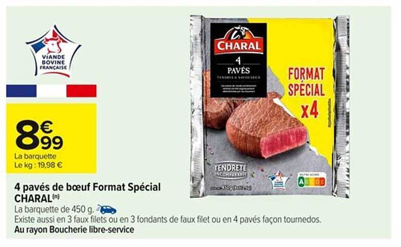 4 pavés de bœuf Format Spécial CHARAL