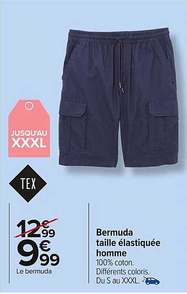 Bermuda taille élastiquée homme
