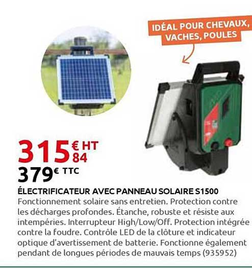 ÉLECTRIFICATEUR AVEC PANNEAU SOLAIRE S1500