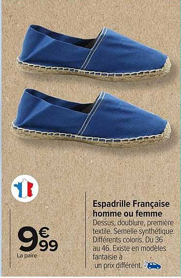 Espadrille Française homme ou femme