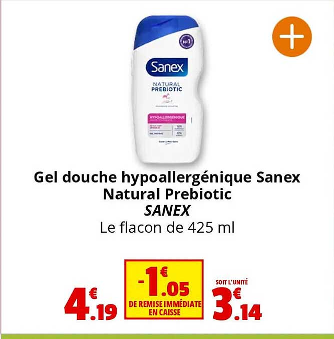 Gel douche hypoallergénique Sanex Natural Prebiotic
