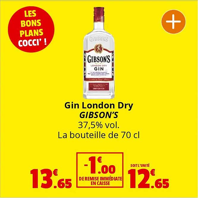 Gin London Dry GIBSON'S 37,5% vol. La bouteille de 70 cl