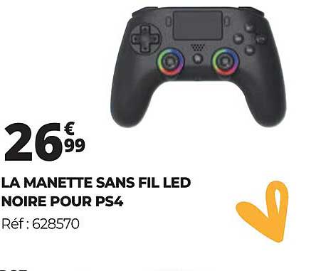 LA MANETTE SANS FIL LED NOIRE POUR PS4