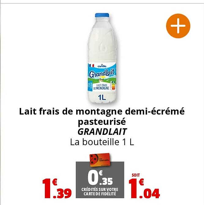 Lait frais de montagne demi-écrémé pasteurisé GRANDLAIT