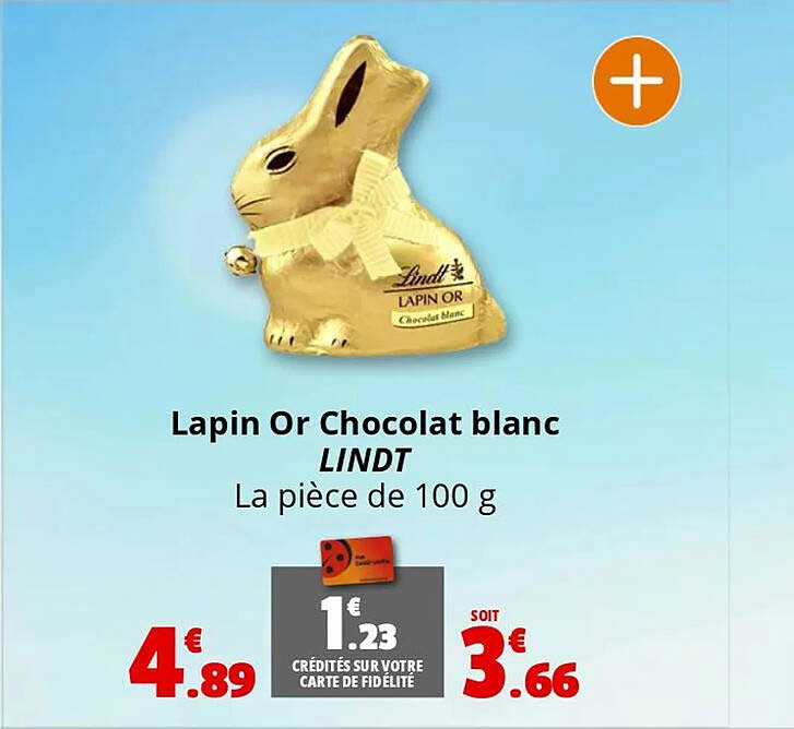 Lapin Or Chocolat blanc LINDT La pièce de 100 g