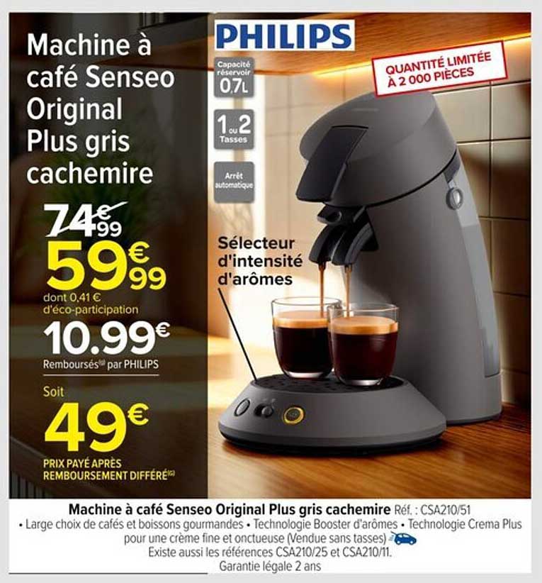 Machine à café Senseo Original Plus gris cachemire
