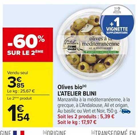 Olives bio L'Atelier Blini