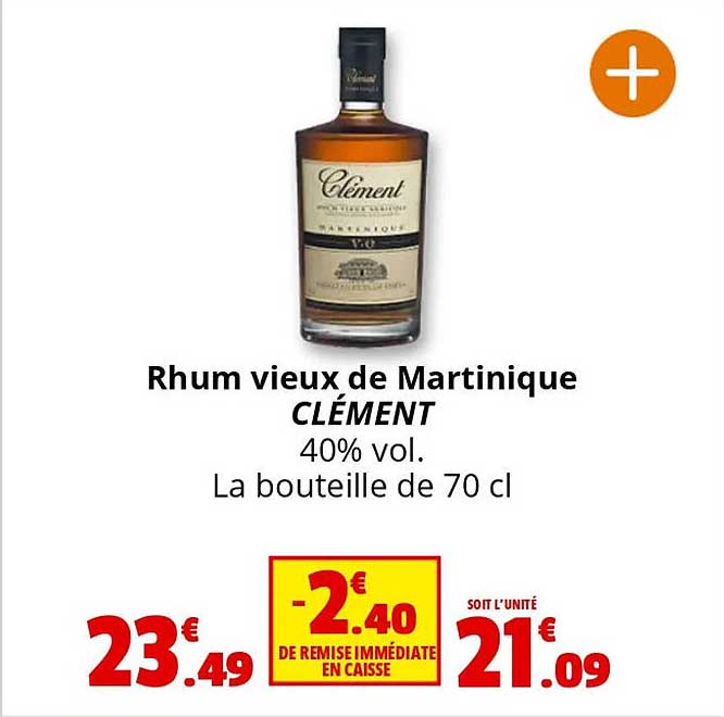 Rhum vieux de Martinique CLÉMENT 40% vol. La bouteille de 70 cl