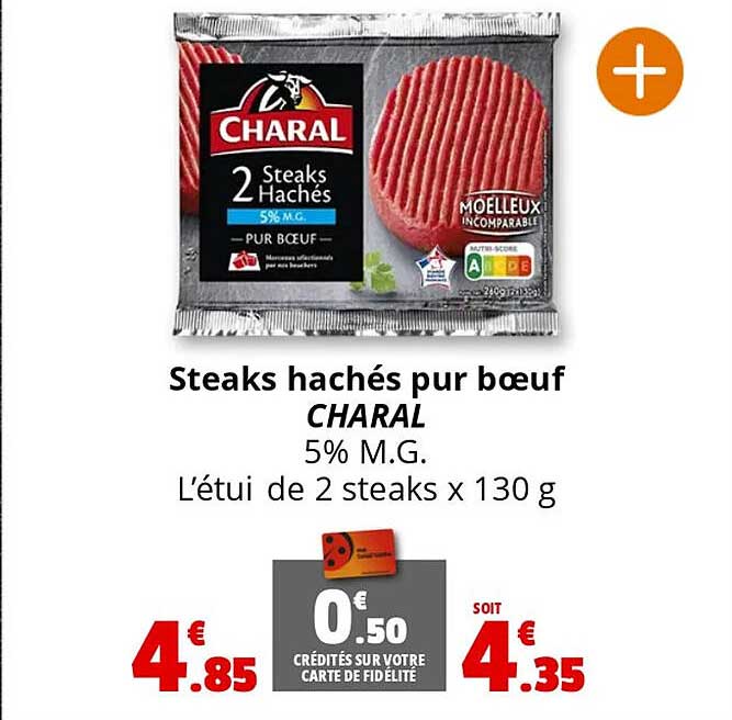 Steaks hachés pur bœuf CHARAL 5% M.G.