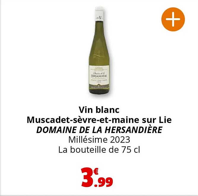 Vin blanc Muscadet-sèvre-et-maine sur Lie DOMAINE DE LA HERSANDIÈRE
