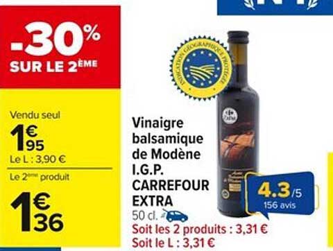 Vinaigre balsamique de Modène I.G.P. CARREFOUR EXTRA 50 cl