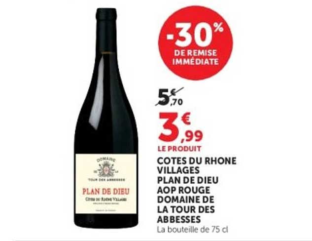 COTES DU RHONE VILLAGES PLAN DE DIEU AOP ROUGE DOMAINE DE LA TOUR DES ABBESSES