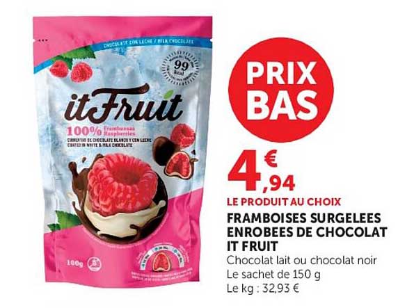 FRAMBOISES SURGELEES ENROBEES DE CHOCOLAT IT FRUIT