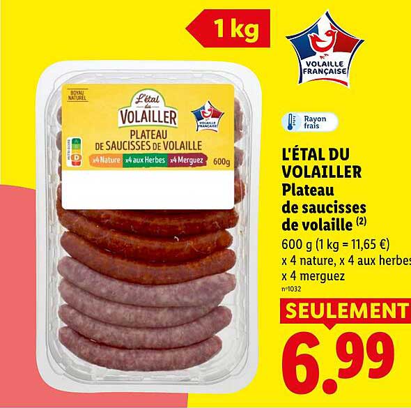 L'ÉTAL DU VOLAILLER Plateau de saucisses de volaille