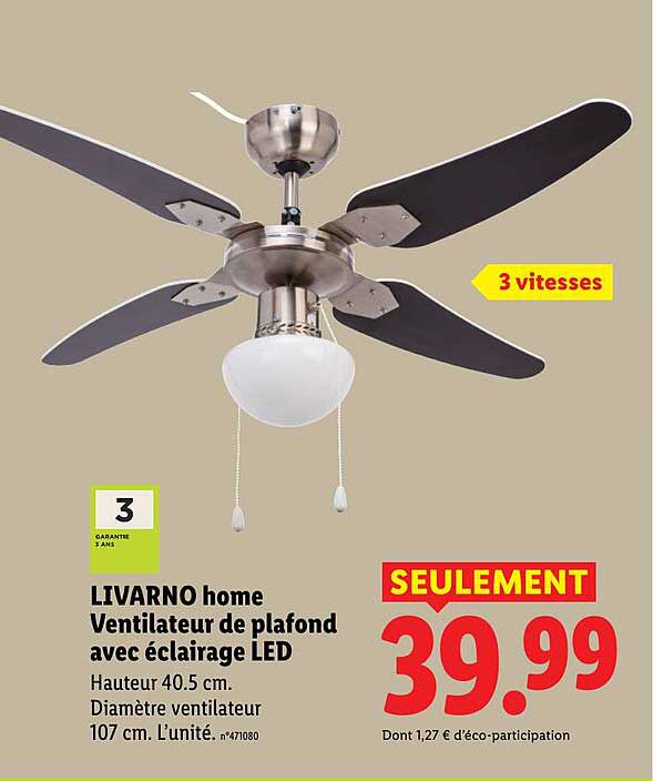 LIVARNO home Ventilateur de plafond avec éclairage LED