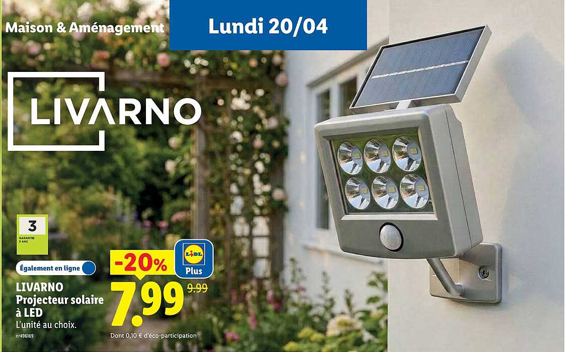 LIVARNO Projecteur solaire à LED