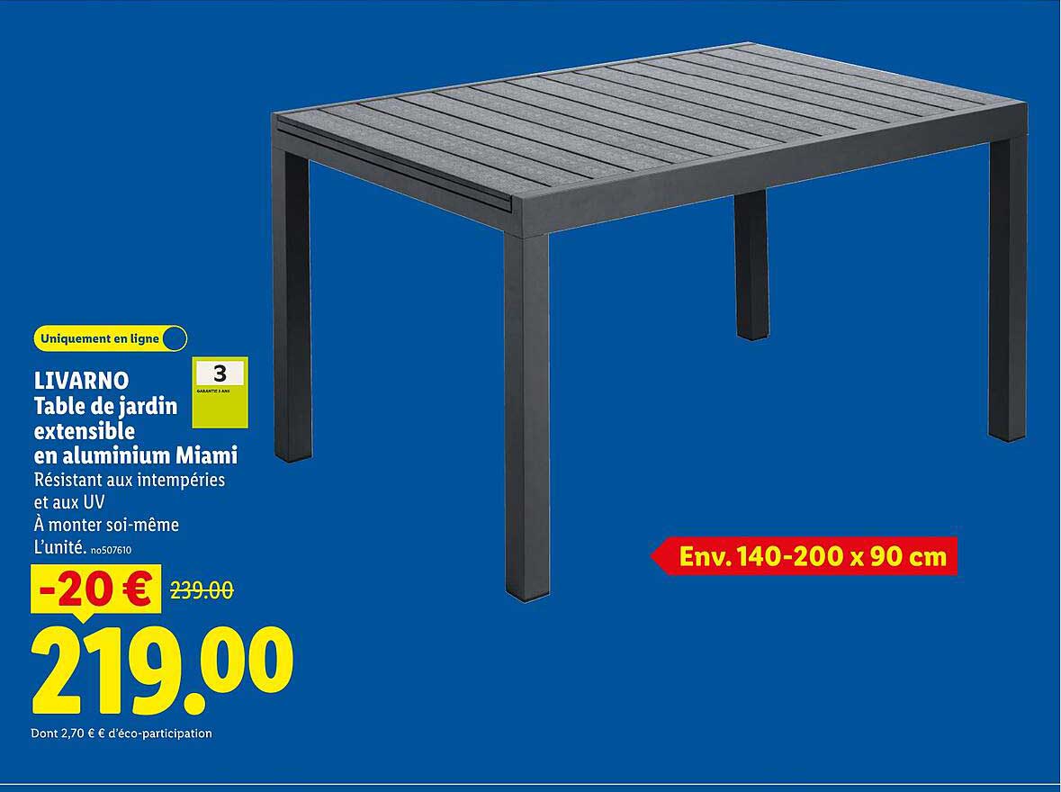 Promo Table Extensible En Aluminium chez E.Leclerc - 123Catalogue.fr
