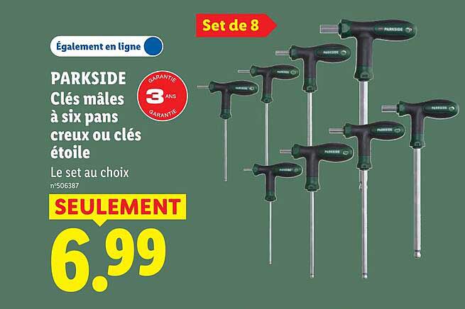 PARKSIDE Clés mâles à six pans creux ou clés étoile