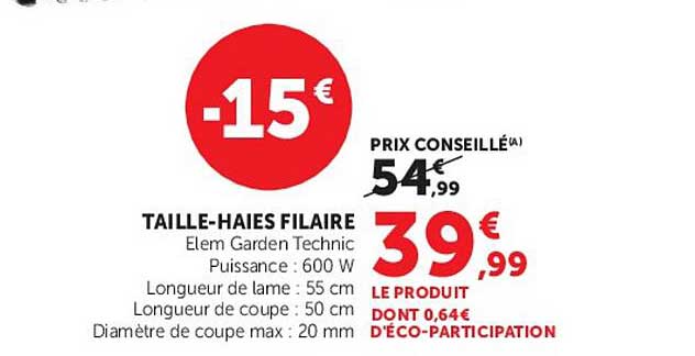 TAILLE-HAIES FILAIRE Elem Garden Technic