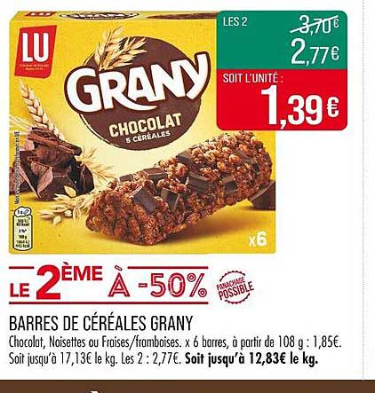 BARRES DE CÉRÉALES GRANY